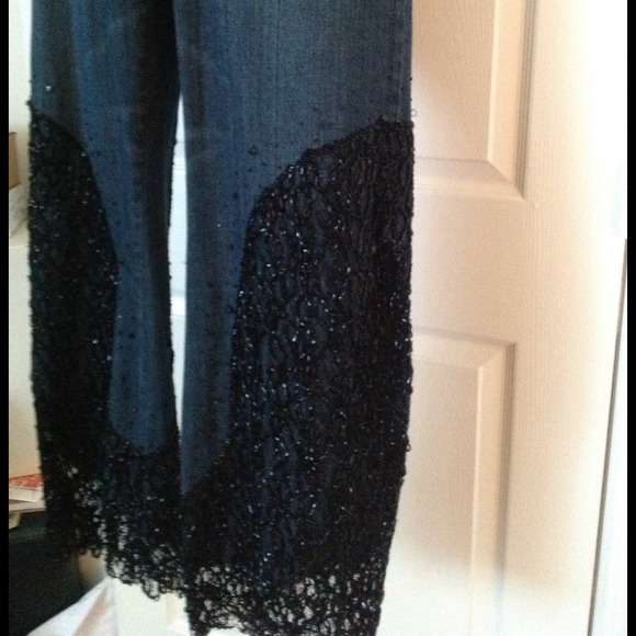 👖Black Lace Beaded Jeans👖