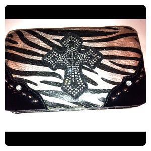 Rhinestone cross wallet