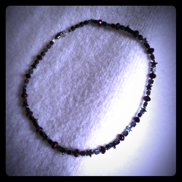 Dark purple and dark grey choker necklace - Picture 1 of 2