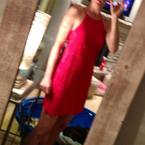 Red, open slit back Zara Dress -simple & Chic