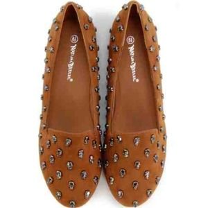 Tan Skull Loafer Shoes