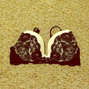 White with black lace bra