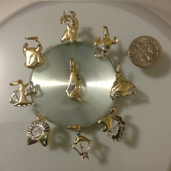 14k Yellow & White Gold Zodiac Pendant - Picture 2 of 2