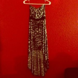 Long strapless leopard dress