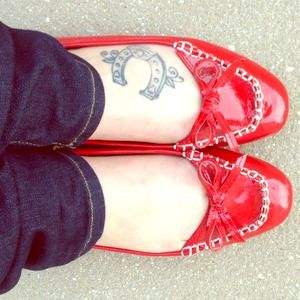 Red Patent Leather Ralph Lauren Flats