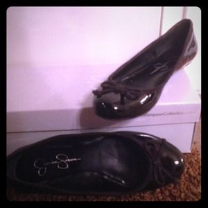 Black patent flats