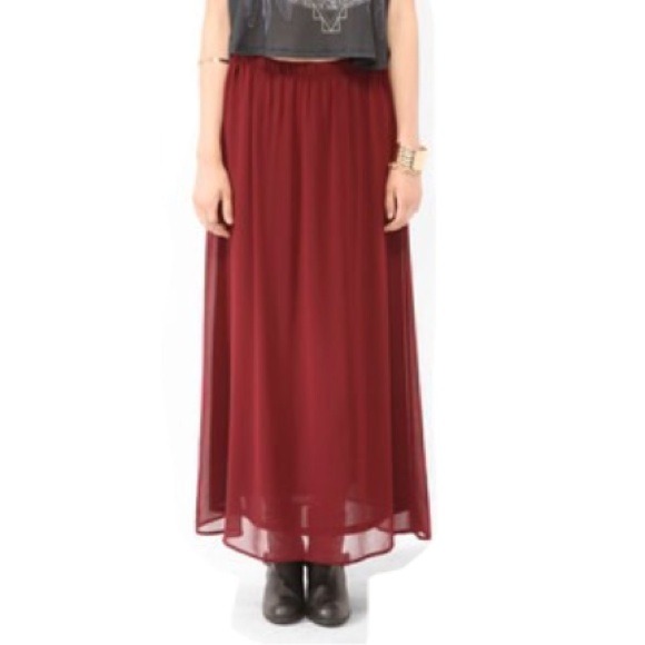 Burgundy Chiffon Maxi Skirt