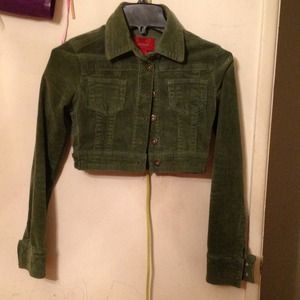Dark green cordoroy crop jacket