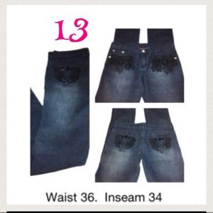 D ) Makaveli Women’s Dark Wash Jeans Size 13 Lace Back Pockets
