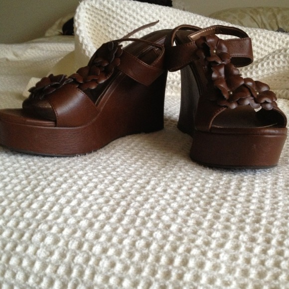 Brown wedge sandals