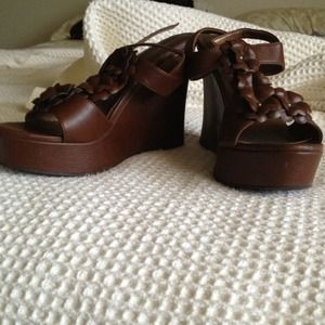 Brown wedge sandals