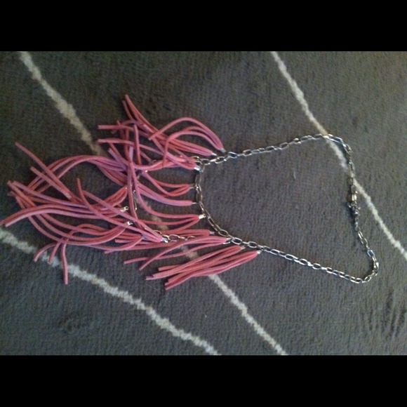 Pink fringe necklace