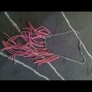 Pink fringe necklace