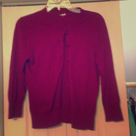 Wrist length purple j crew cardigan