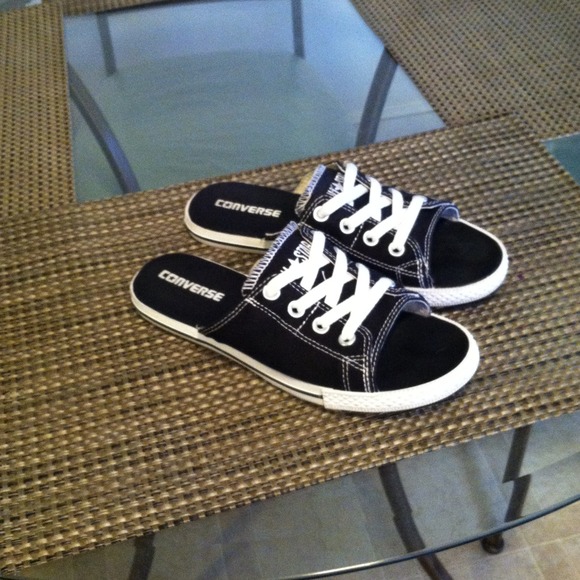 Black and white sandals