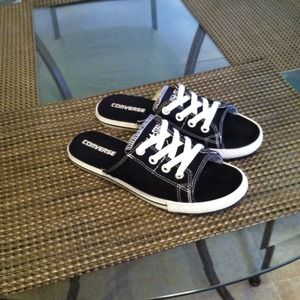 Black and white sandals