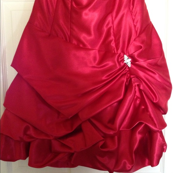SOLD!!! Red satin dress with bubble hem - Picture 2 of 4