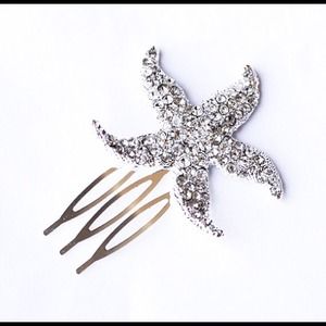Rhinestone starfish comb wedding