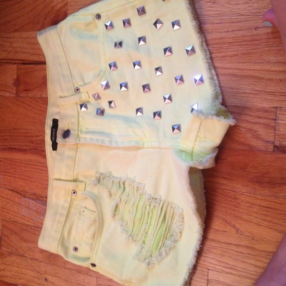 Hot yellow high waisted shorts