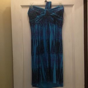 Bundled** blue/ white dress