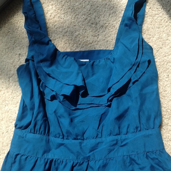 SALE! Pretty deep teal blue silk LOFT dress! - Picture 2 of 4
