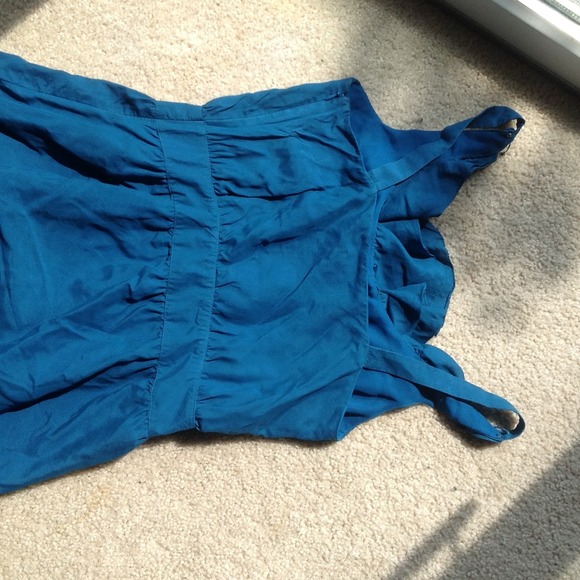 SALE! Pretty deep teal blue silk LOFT dress! - Picture 3 of 4