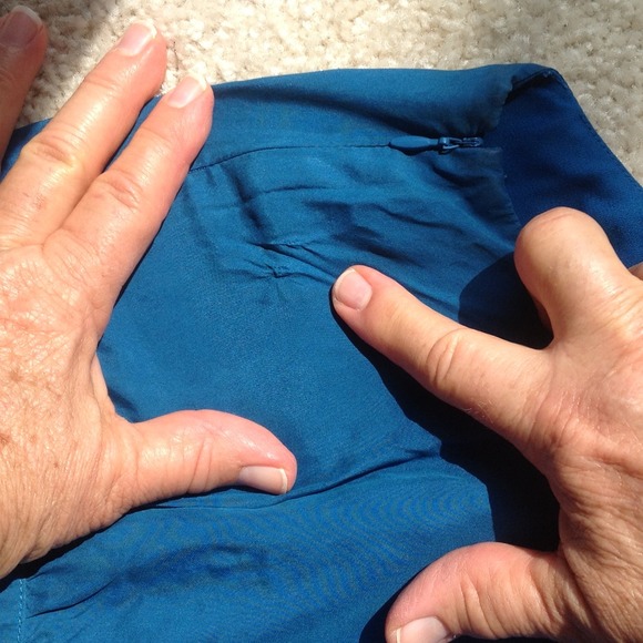 SALE! Pretty deep teal blue silk LOFT dress! - Picture 4 of 4