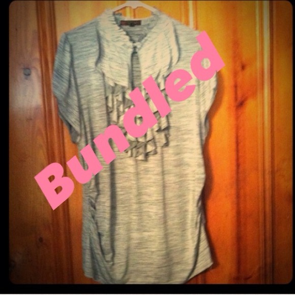 My fav!! Stretchy smooth gray top with ruffles.