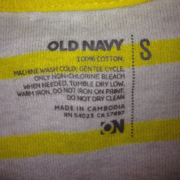 I) Old Navy Yellow & White Stripe Long Sleeve V-Neck Shirt – Size Small - Picture 4 of 7