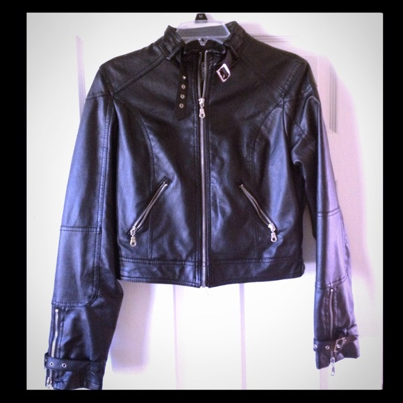 SOLD!! Faux Leather Cropped Moto Jacket SOLD!!