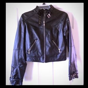 SOLD!! Faux Leather Cropped Moto Jacket SOLD!!