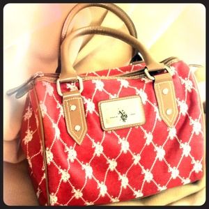 Red U.S. Polo Assn. Purse w/ Faux Leather Trim