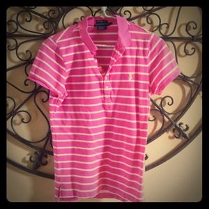Ralph Lauren pink w/white stripes skinny polo