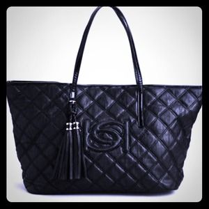 Bebe black quilted tote