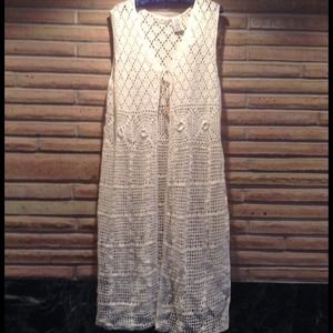 Cream Crochet Duster