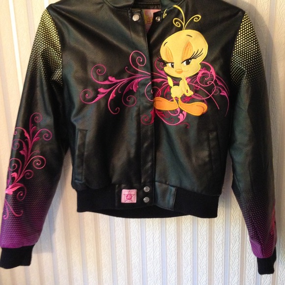 Tweety bird  pleather jacket ./ med