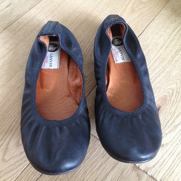 Lanvin, Shoes, Lanvin Black Calfskin Ballet Flats