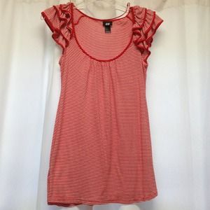 Orange and white striped H&M shirt