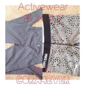 1 pair NikePro shorts; 1 pair ON Active leggings