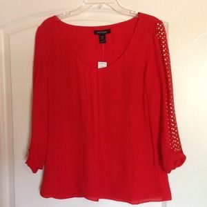 White House/ Black Market red silk blouse