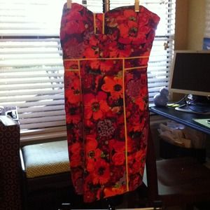 Floral print with yellow trim dress