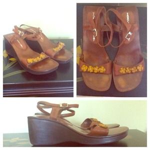 Floral Leather Wedges