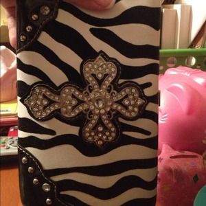 Black and white zebra striped wallet