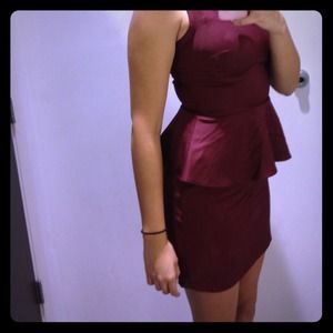 Maroon peplum dress