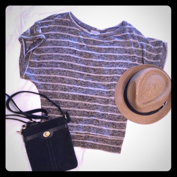 Striped dolman sleeve shirt.