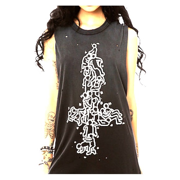 UNIF The Get Busy Cross Sex Muscle Tank Top XS