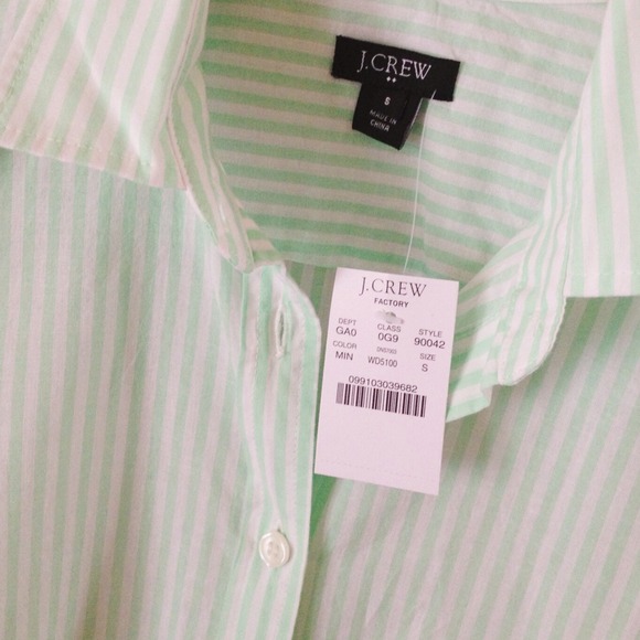 J. Crew Tops - J.Crew stripe button down in mint