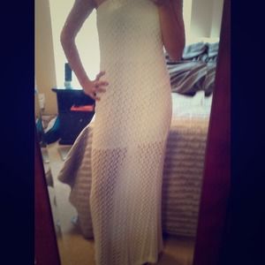 Crotchet Overlay Contrast Maxi Dress