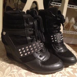 Black wedge shoes, only used once!