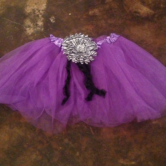 Purple tutu with zebra flower